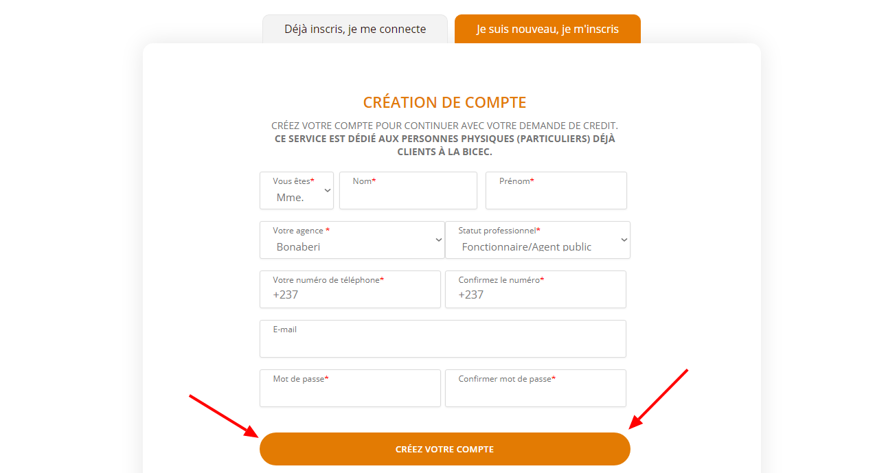 Faq Bicec Cresco créer mon compte en ligne inscription